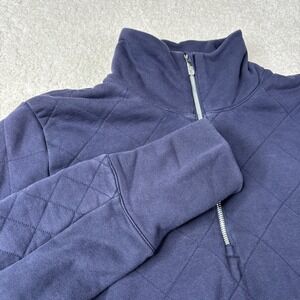 Lululemon Forever Warm Pullover‎ Size 10 Navy Blue Heavy Quilted Pockets Zip Up